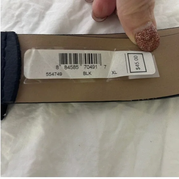 *NWT* Michael Kors Belt Womens XL Black Silver Buckle MK Logo Pebbled Leather - Picture 3 of 3